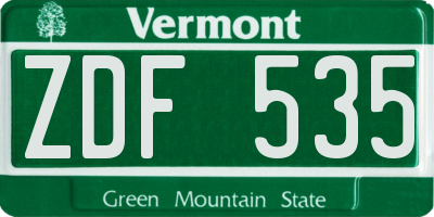VT license plate ZDF535
