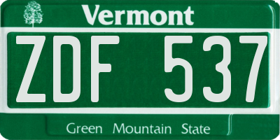 VT license plate ZDF537