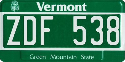 VT license plate ZDF538