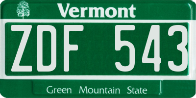 VT license plate ZDF543