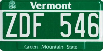VT license plate ZDF546