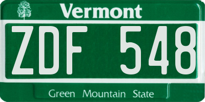 VT license plate ZDF548