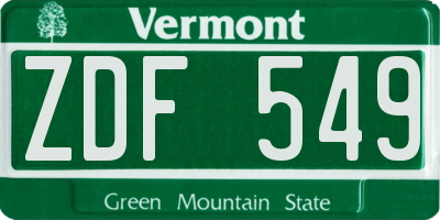VT license plate ZDF549