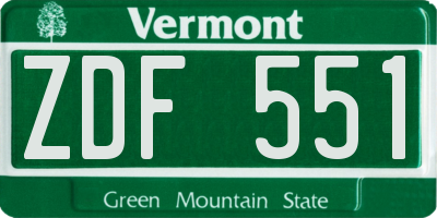 VT license plate ZDF551