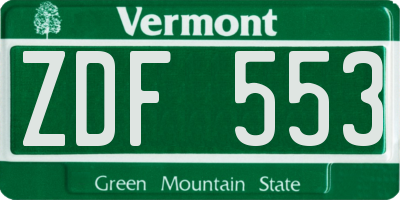 VT license plate ZDF553