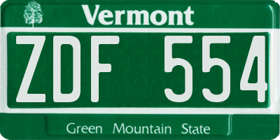 VT license plate ZDF554