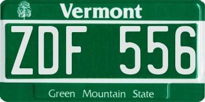 VT license plate ZDF556