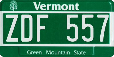 VT license plate ZDF557