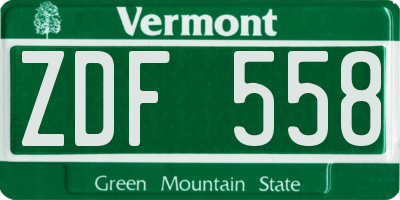 VT license plate ZDF558