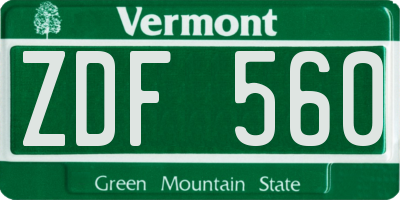 VT license plate ZDF560