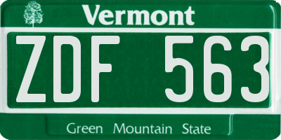 VT license plate ZDF563
