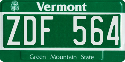 VT license plate ZDF564