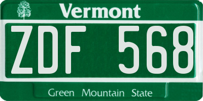 VT license plate ZDF568