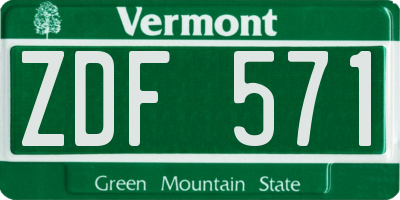 VT license plate ZDF571