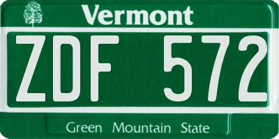 VT license plate ZDF572
