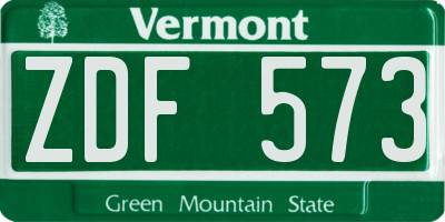 VT license plate ZDF573