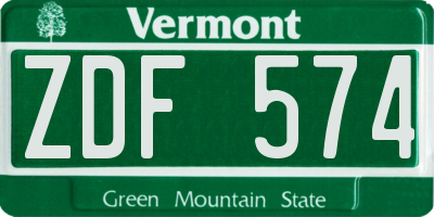 VT license plate ZDF574
