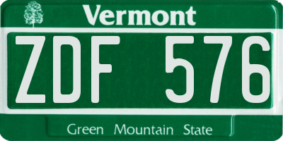 VT license plate ZDF576