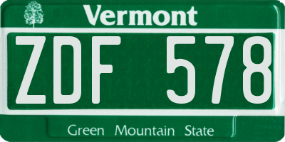 VT license plate ZDF578