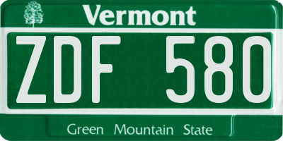 VT license plate ZDF580