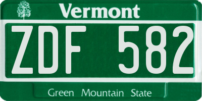 VT license plate ZDF582