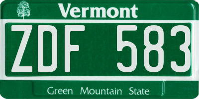 VT license plate ZDF583