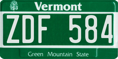 VT license plate ZDF584