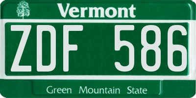 VT license plate ZDF586