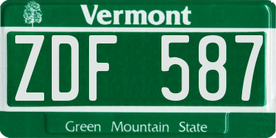 VT license plate ZDF587