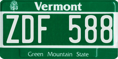 VT license plate ZDF588