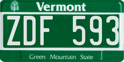 VT license plate ZDF593