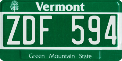 VT license plate ZDF594