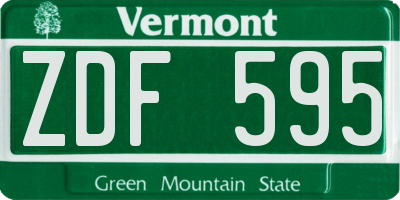 VT license plate ZDF595