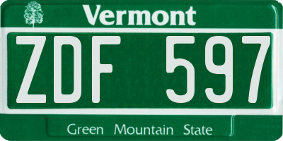 VT license plate ZDF597