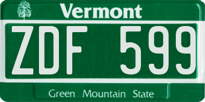 VT license plate ZDF599