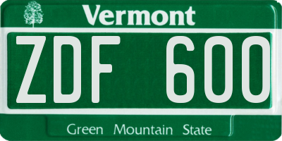 VT license plate ZDF600