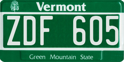 VT license plate ZDF605