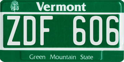 VT license plate ZDF606