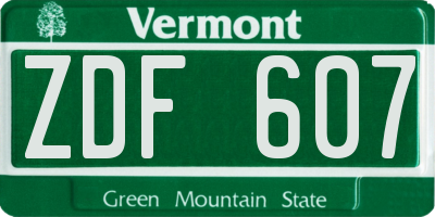 VT license plate ZDF607