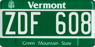 VT license plate ZDF608