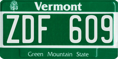 VT license plate ZDF609