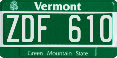VT license plate ZDF610