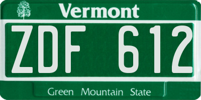 VT license plate ZDF612
