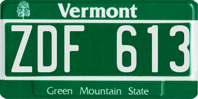 VT license plate ZDF613