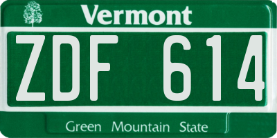 VT license plate ZDF614