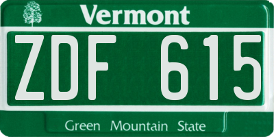 VT license plate ZDF615