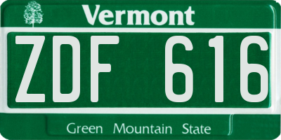 VT license plate ZDF616