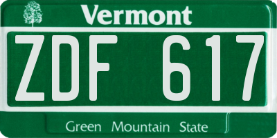 VT license plate ZDF617