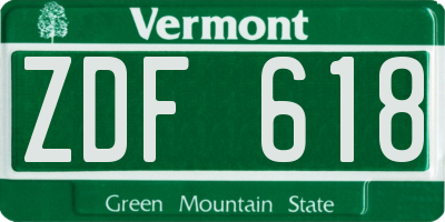 VT license plate ZDF618