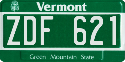 VT license plate ZDF621